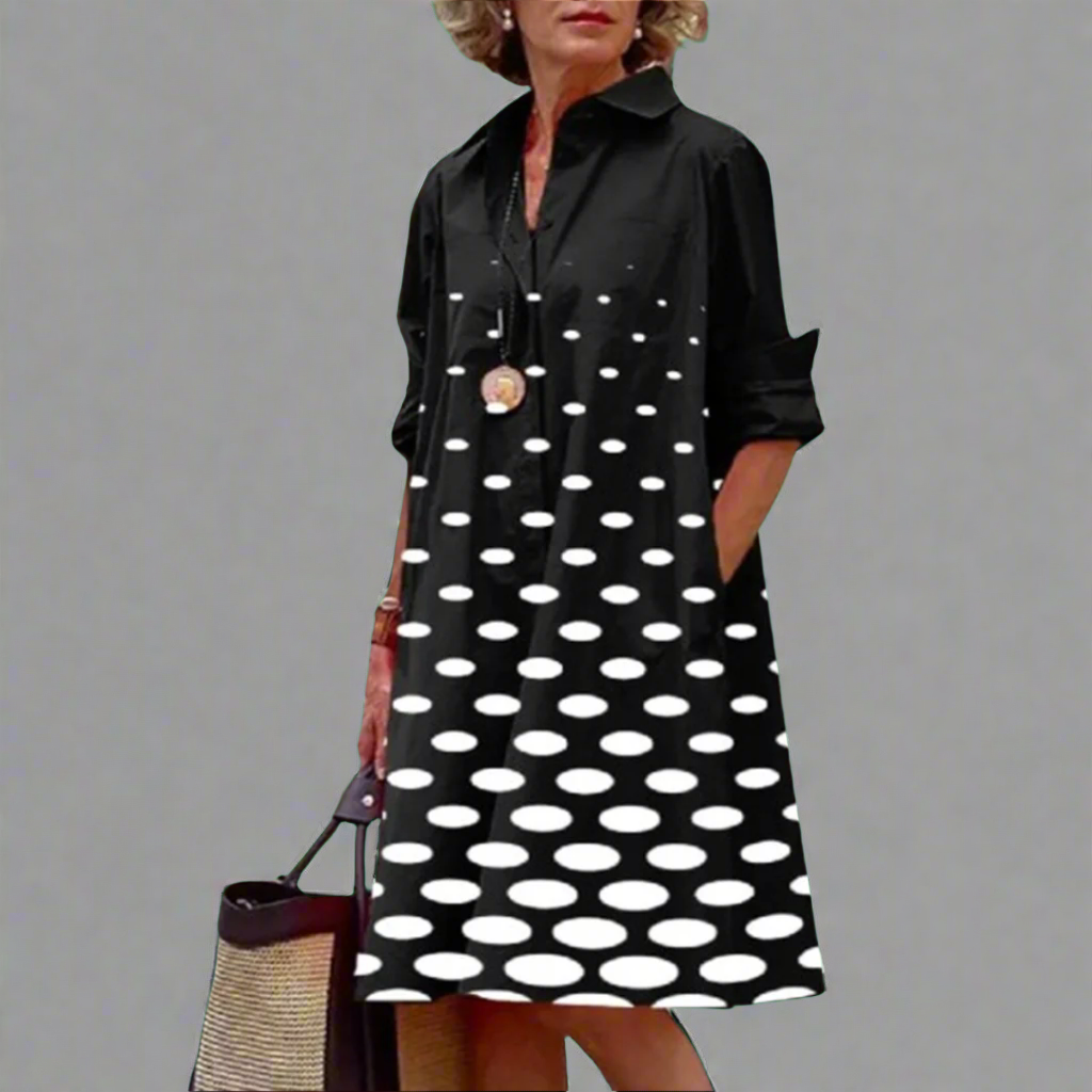 Karola | Handgefertigtes Premium-Midikleid mit Polka-Dots