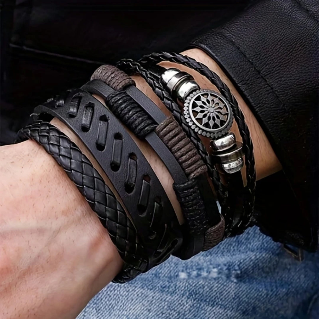 Reimund | Dunkles Lederarmband-Set mit markanter Ausstrahlung
