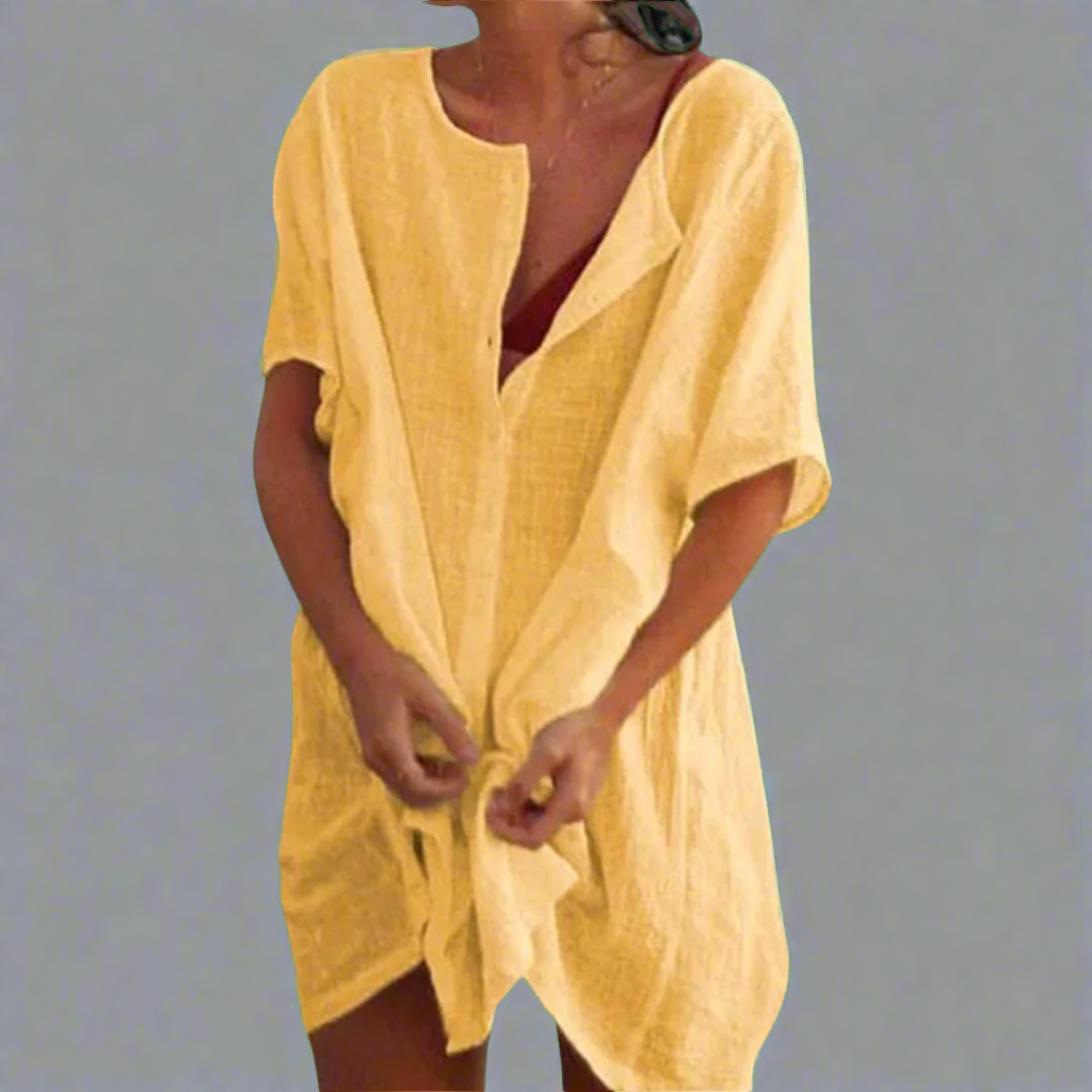 Thilda | Organisches Freizeitkleid aus Baumwoll-Leinen für entspannte Sommertage