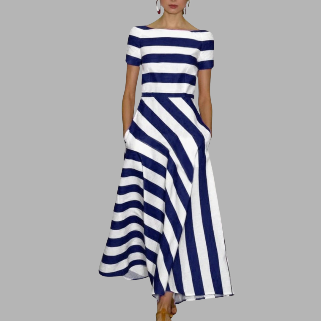 Marlene | Gestreiftes Off-Shoulder Maxikleid