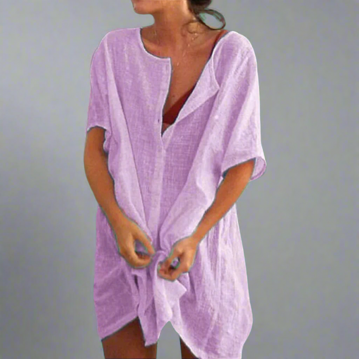 Thilda | Organisches Freizeitkleid aus Baumwoll-Leinen für entspannte Sommertage