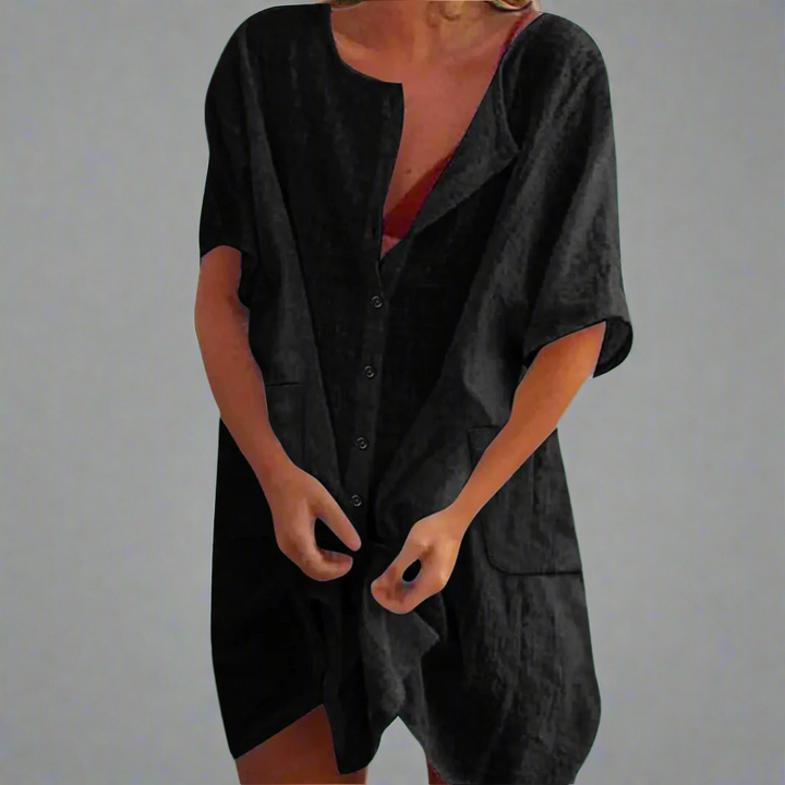 Thilda | Organisches Freizeitkleid aus Baumwoll-Leinen für entspannte Sommertage