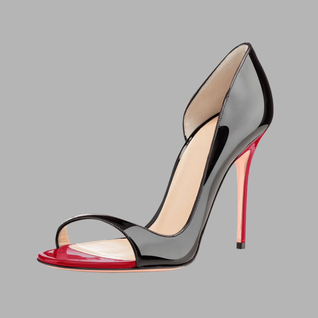 Roselotte | Schwarze Stiletto Sandalen mit Cut-Outs
