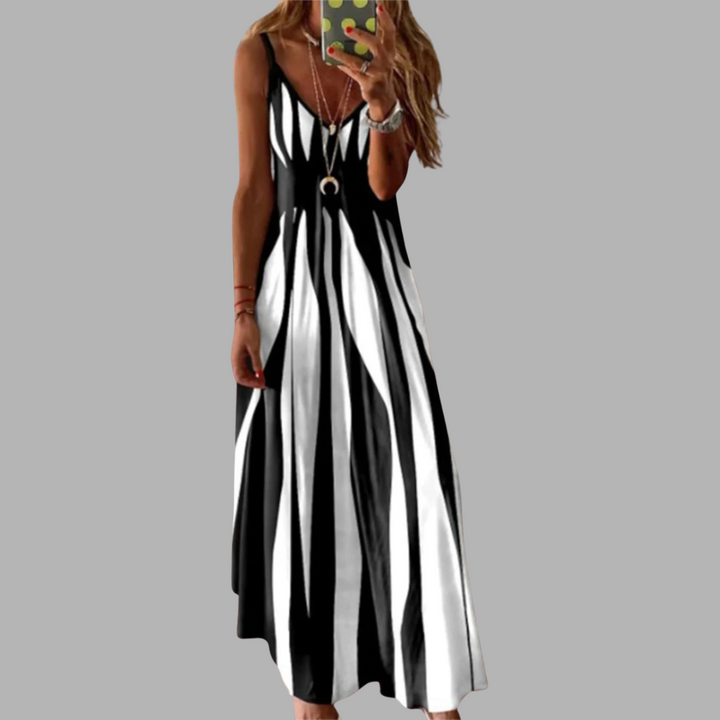 Annika | Ärmelloses Maxikleid mit Streifen