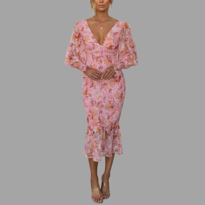 Doretta | Elegantes Maxikleid mit Blumenmuster