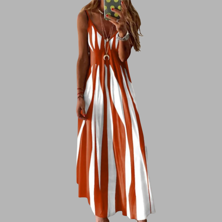 Annika | Ärmelloses Maxikleid mit Streifen