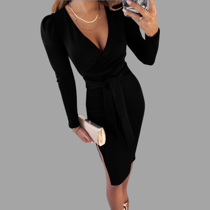 Jana | Midi-Kleid mit stilvollem V-Ausschnitt