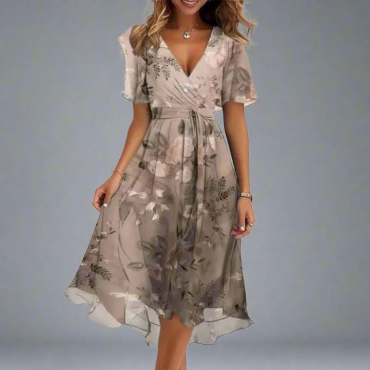 Marita | Luftiges Blumenkleid mit tiefem V-Ausschnitt