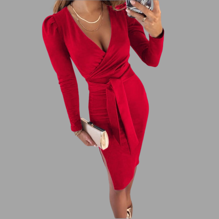 Jana | Midi-Kleid mit stilvollem V-Ausschnitt