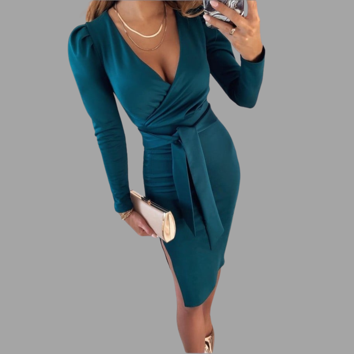 Jana | Midi-Kleid mit stilvollem V-Ausschnitt