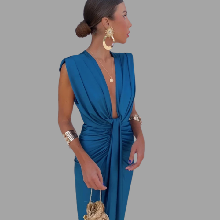 Selin | Sunset Ruched Maxikleid mit Figurbetonung