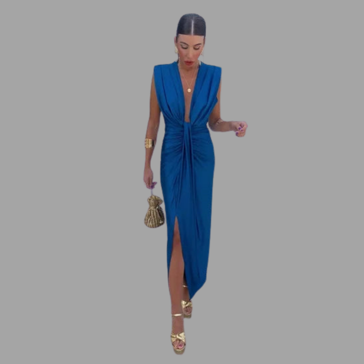 Selin | Sunset Ruched Maxikleid mit Figurbetonung