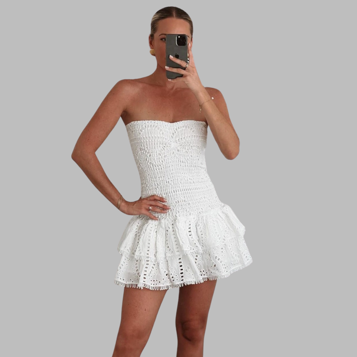 Martine | Elegantes Lochmuster-Kleid für mühelosen Charme