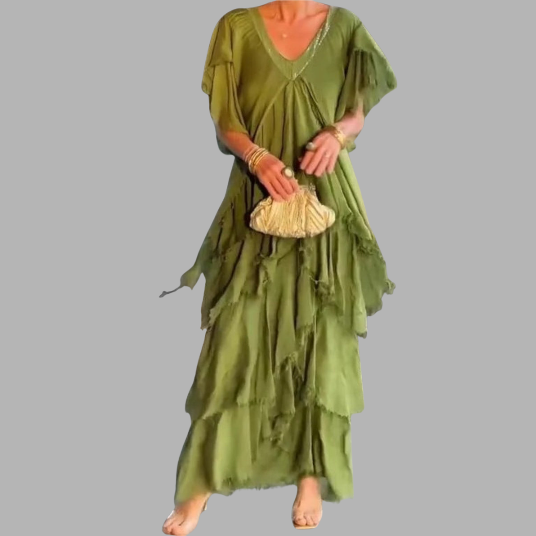 Theresia | Elegantes Maxikleid mit Rüschenärmeln