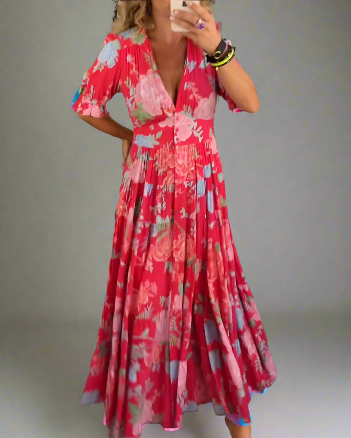 Natascha | Elegantes Florales Kleid mit V-Ausschnitt
