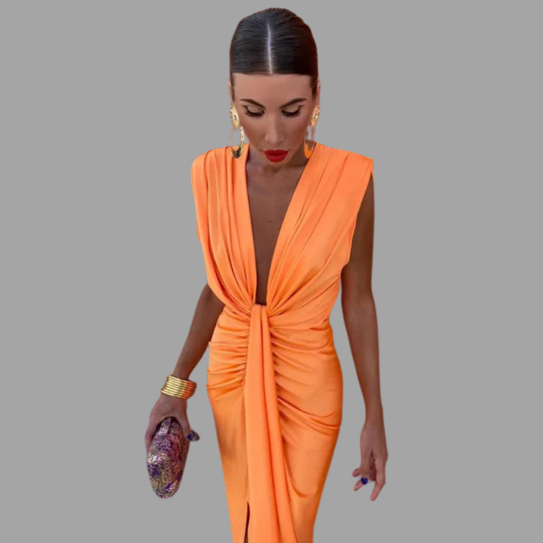 Selin | Sunset Ruched Maxikleid mit Figurbetonung