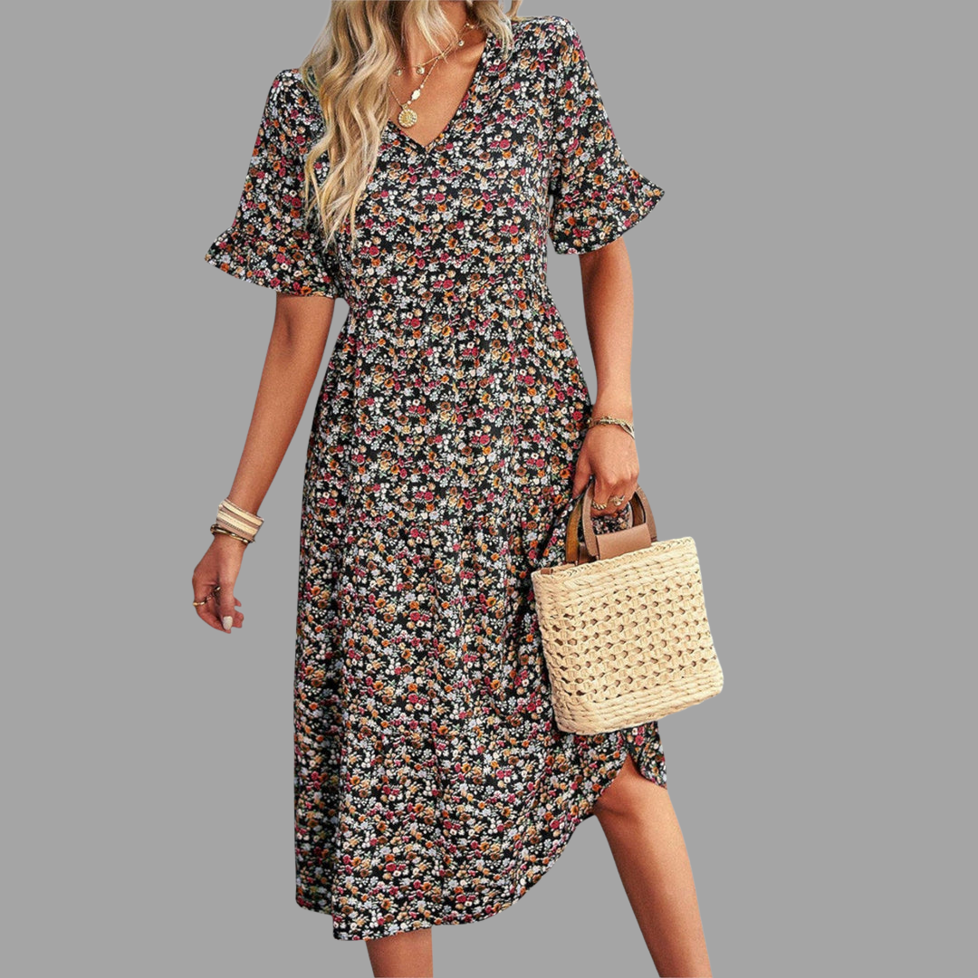 Nelli | Florales Sommer-Midi-Kleid mit leichtem Tragegefühl