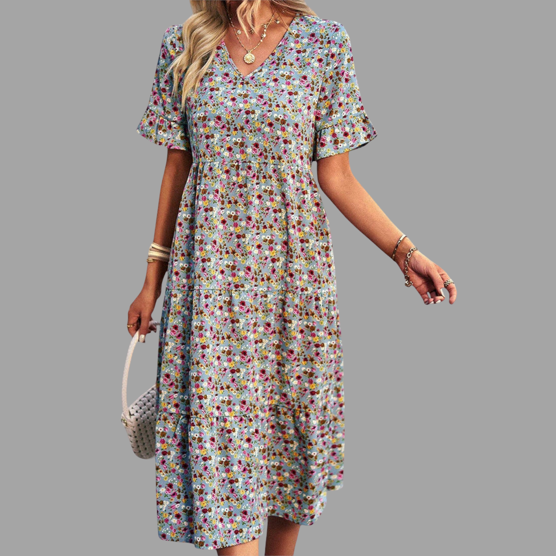 Nelli | Florales Sommer-Midi-Kleid mit leichtem Tragegefühl