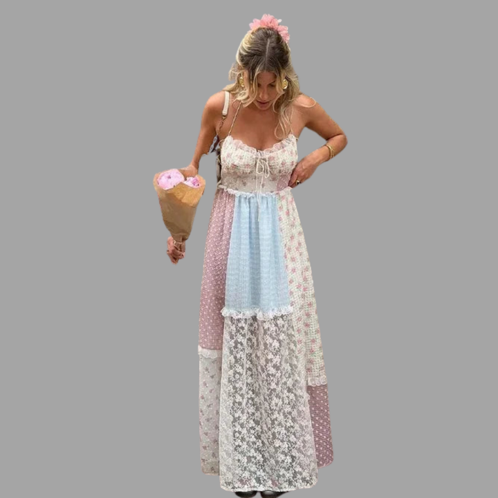 Wendla | Strappy Patchwork Maxikleid mit sommerlicher Leichtigkeit