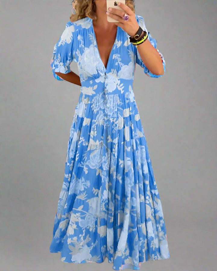 Natascha | Elegantes Florales Kleid mit V-Ausschnitt