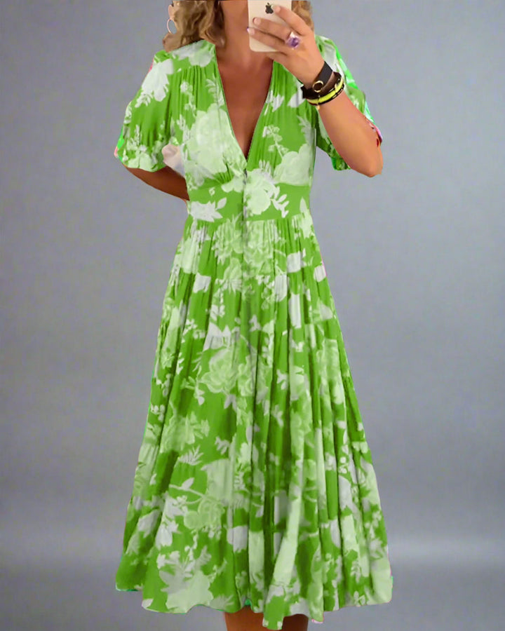 Natascha | Elegantes Florales Kleid mit V-Ausschnitt
