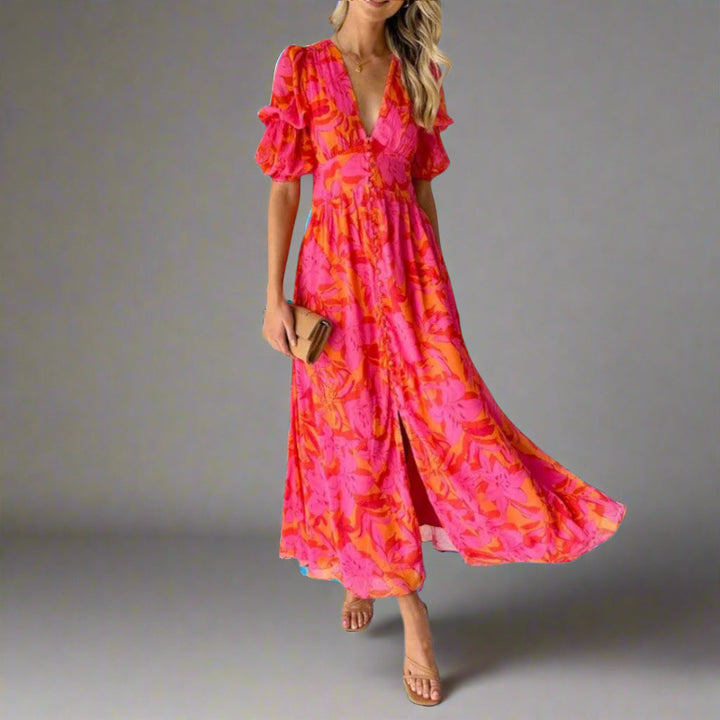 Hadewig | Maxikleid mit stilvollen Puffärmeln