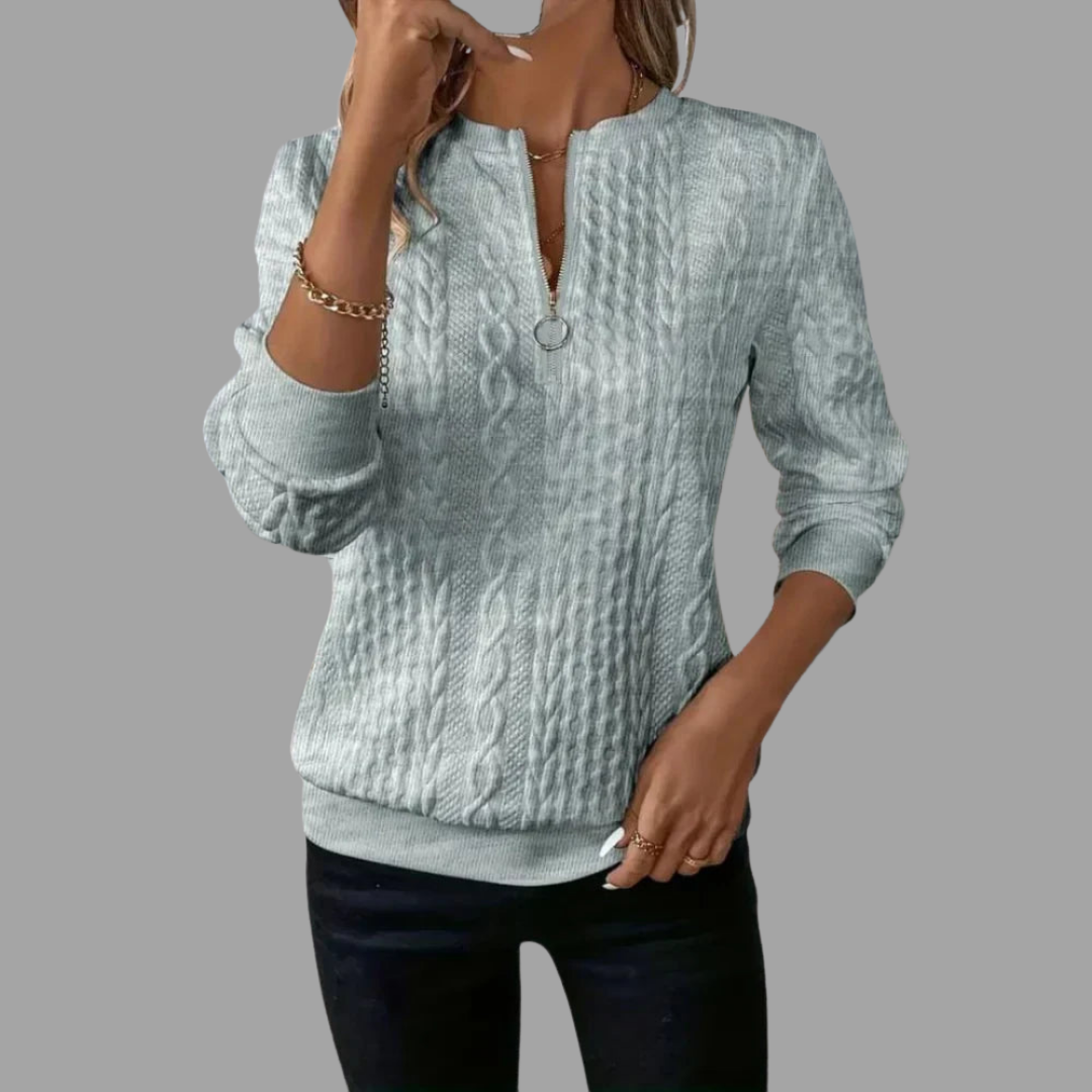 Doreline | Weicher Zip-Up-Pullover mit Stilwechsel-Funktion