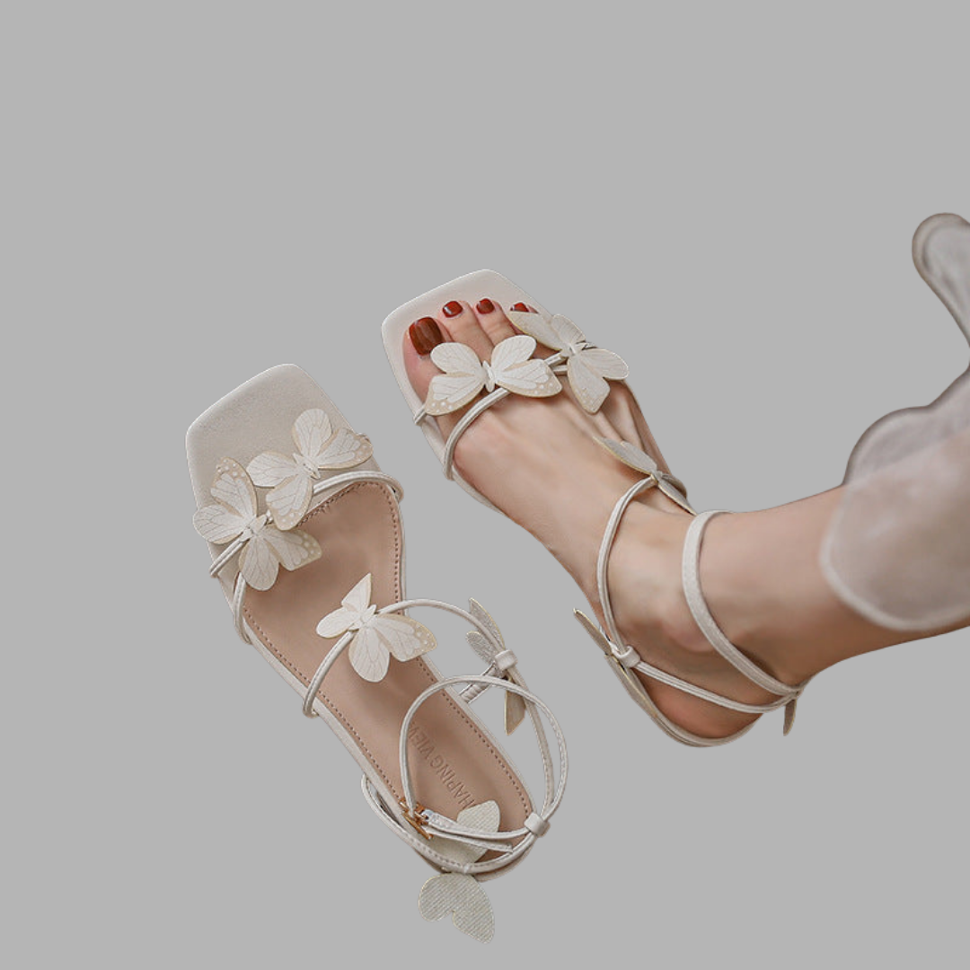 Hildegunde | Premium Sandalen mit Schmetterlings Dekor