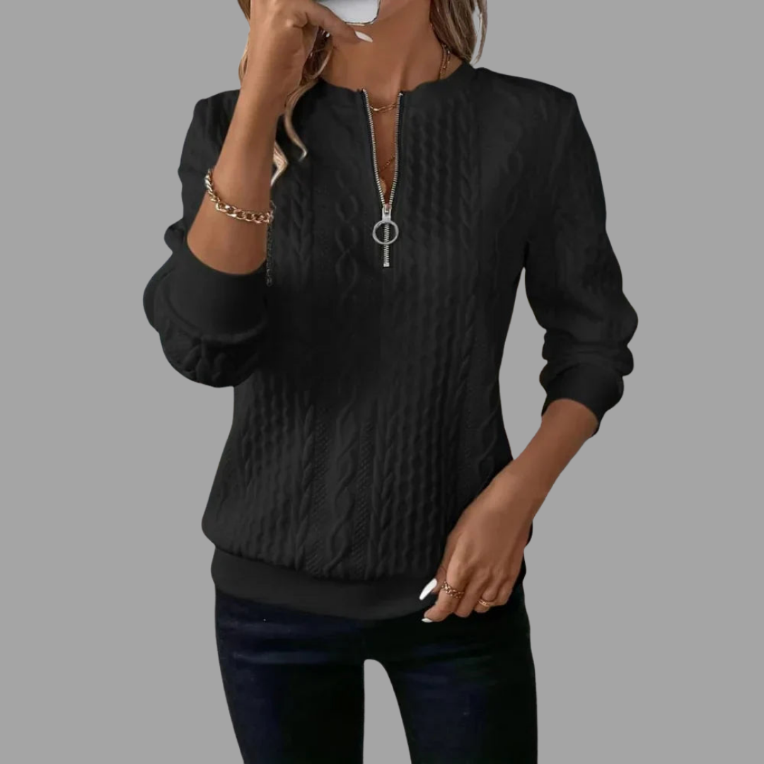 Doreline | Weicher Zip-Up-Pullover mit Stilwechsel-Funktion
