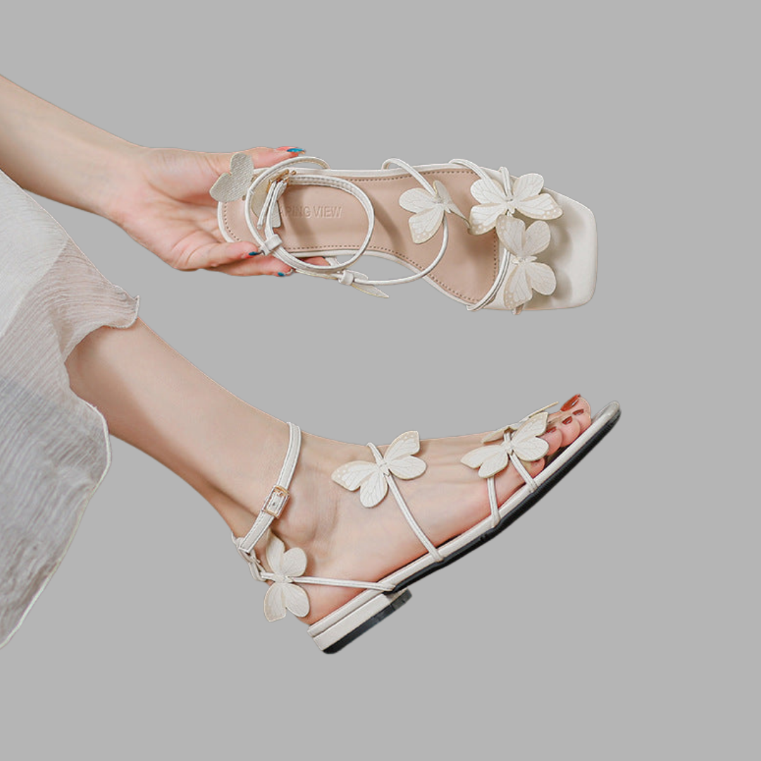 Hildegunde | Premium Sandalen mit Schmetterlings Dekor