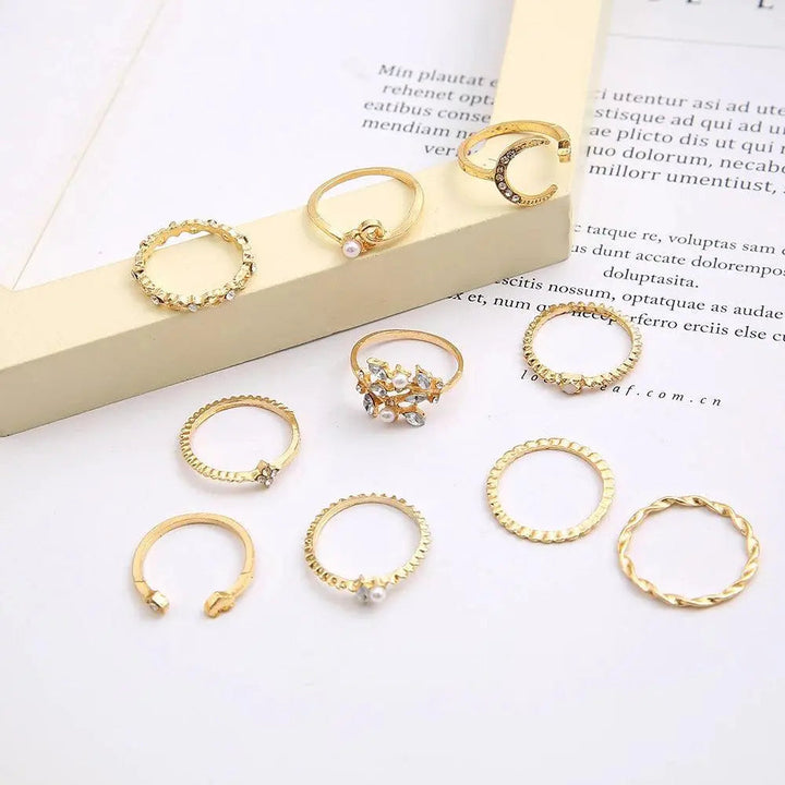 Antonia | 10er Set Bohemian Silber & Gold Ringe