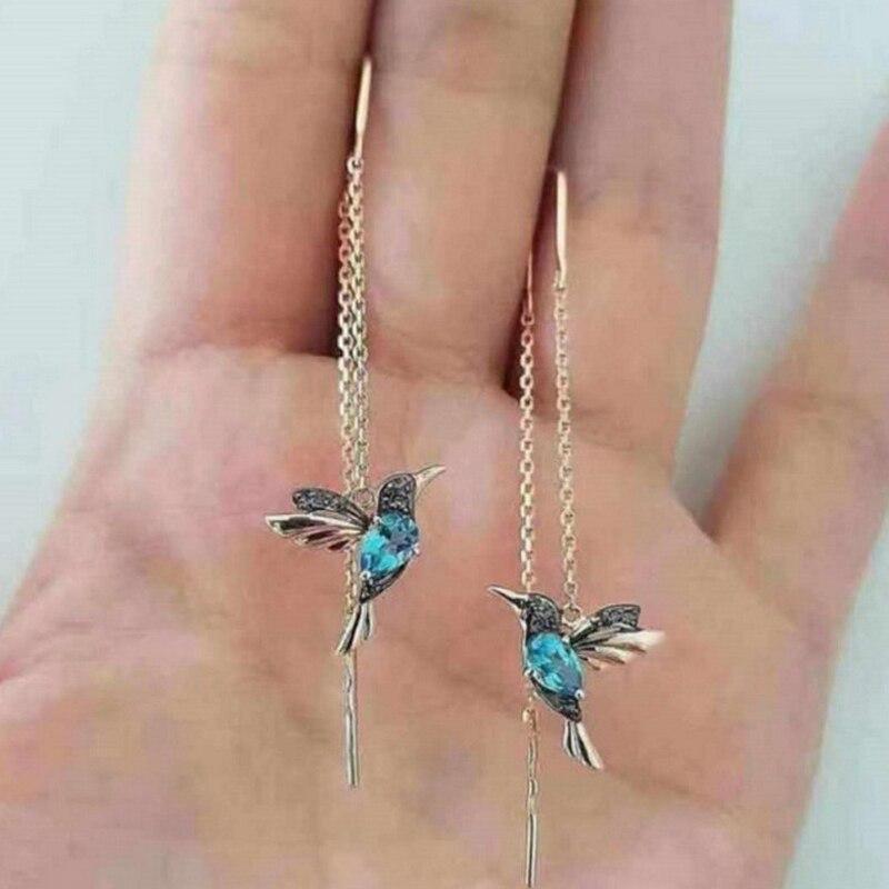 Kolibri-Ohrringe mit Emaille und Zirkonia