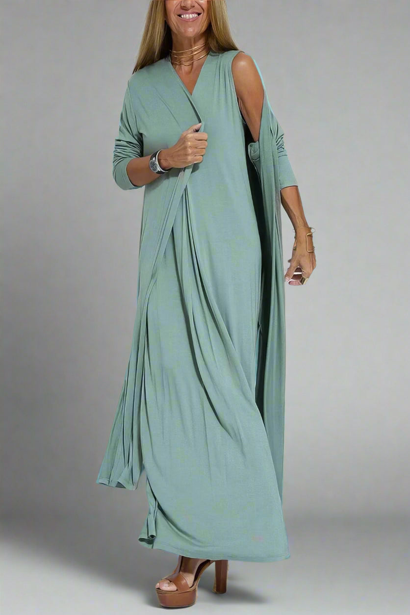 Hella | Elegantes Maxikleid mit Gratis Cardigan